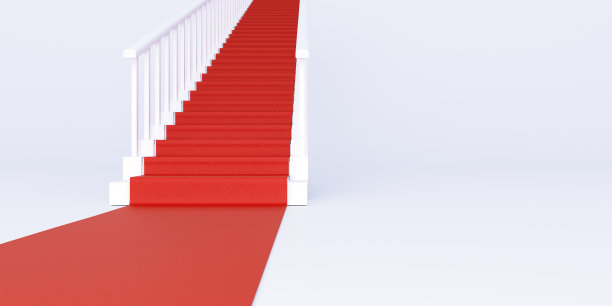 3d渲染红地毯上的楼梯背景图片下载