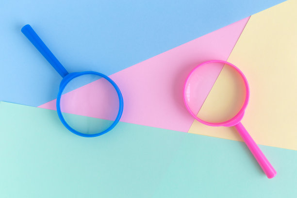 粉彩放大镜背景搜索简约的概念。图片下载