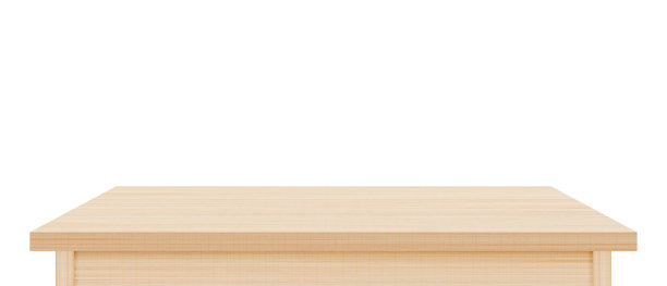 空棕色木制桌面孤立在白色背景。用于展示或蒙太奇您的产品。图片下载