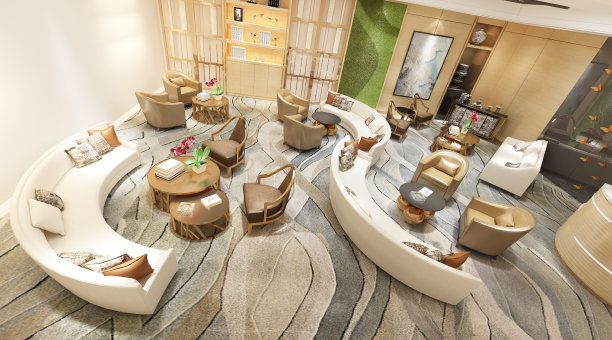 酒店大堂的3d渲染图片下载