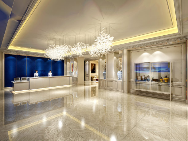 酒店大堂的3d渲染图片下载