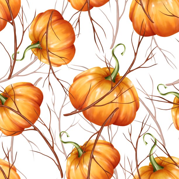 无缝图案与橙色南瓜5图片下载