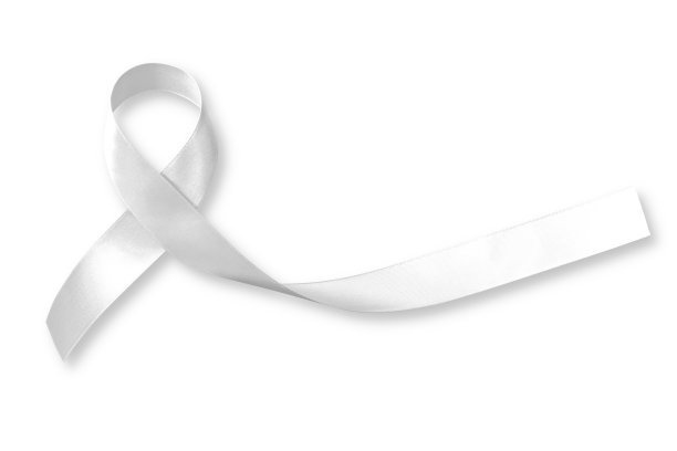 白光珍珠色带，提高人们对肺癌和多发性硬化症的认识和国际妇女非暴力日(bow isolated with clipping path)图片下载