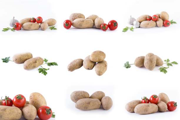 白色背景上的土豆。图片下载