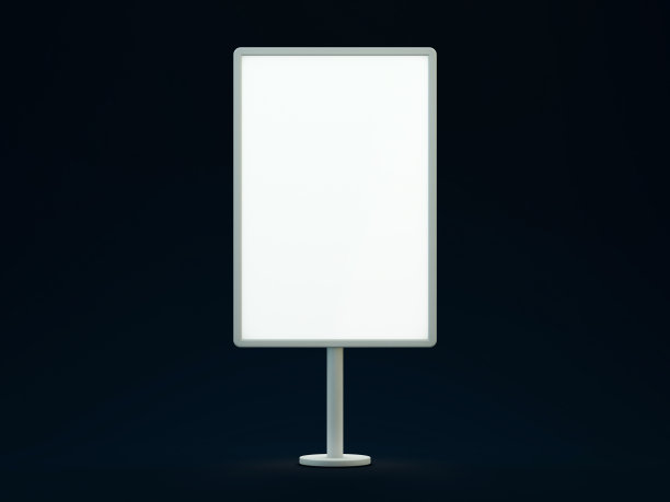黑色背景上的空白街道广告牌。Ddvertising显示。3 d图片下载