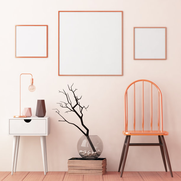 海报模型在框架上的灯光背景在室内。3 d图片下载