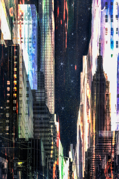 纽约市-抽象的城市景观图片下载