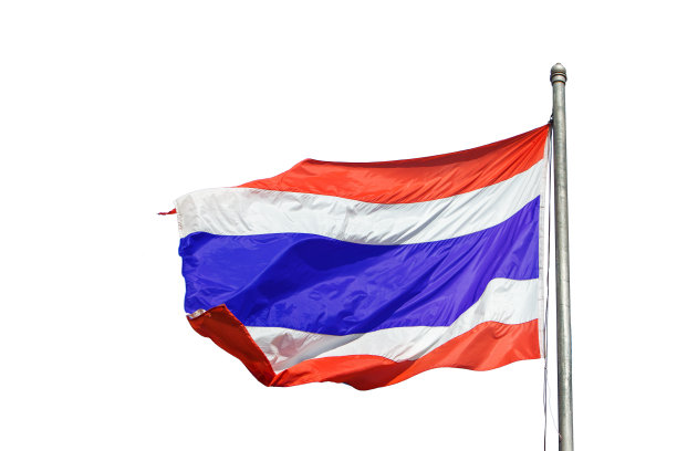 国旗上的泰国国旗，孤立在白色背景图片下载