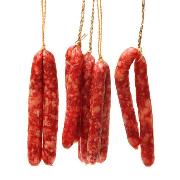 中国香肠分离在白色背景图片下载