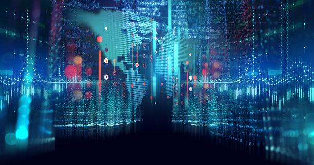 数字城市景观与数字元素插画图片下载