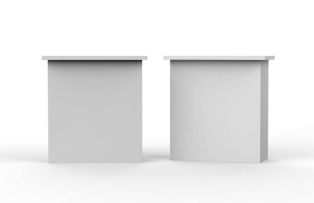 白色空白广告POS POI PVC促销直接弹出柜台摊位，零售贸易摊位，模拟模板上孤立的白色背景，3D插图图片下载