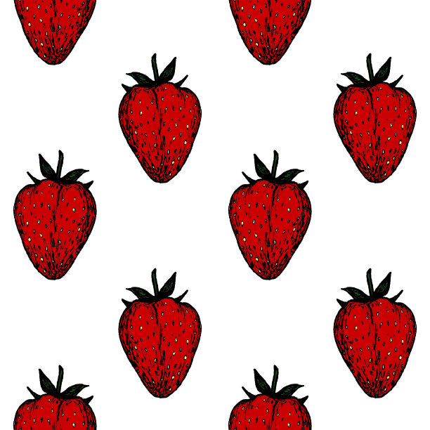 水果菜单-草莓色图形无缝图案图片下载