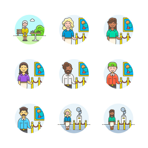 一套多色娱乐图标图片下载