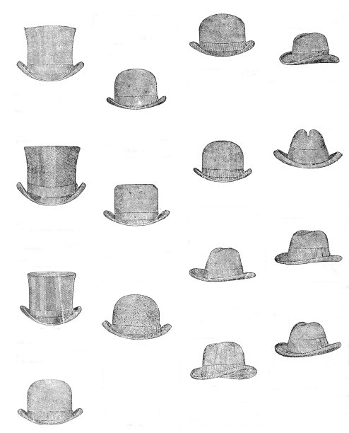 一套复古男子的帽子和帽子图片下载