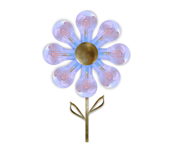 灯泡作为抽象的花朵，细节在铜与文本的空间图片下载