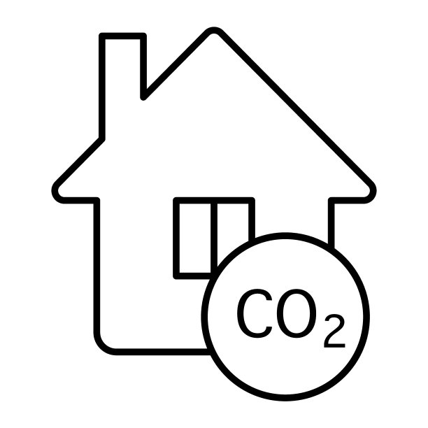 污染在房屋细线图标。家和废气插图隔离在白色。Home with CO2 outline style design，专为网页和应用设计。Eps 10。图片下载