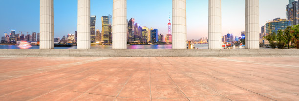 上海的城市广场和现代建筑景观图片下载