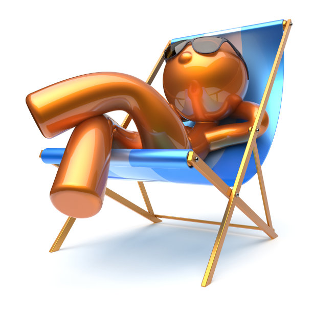 人卡通人物放松海滩甲板椅子和谐图片下载