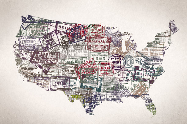 护照印章纸质背景图片下载