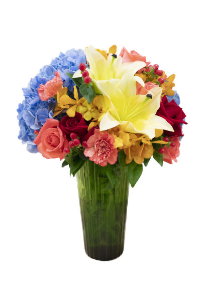 玻璃罐中孤立的花朵图片下载