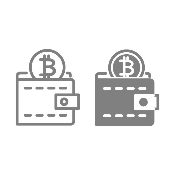 比特币钱包线和字形图标。钱包与硬币矢量插图孤立在白色。钱包轮廓风格设计，专为网页和应用设计。Eps 10。图片下载