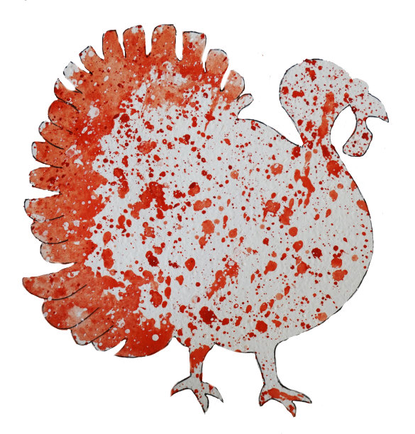 水彩素描插图的快乐感恩节庆典设计与卡通火鸡图片下载