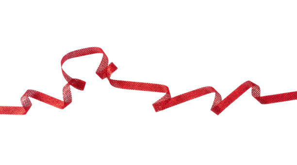 红色缎带孤立在白色背景，旗帜图片下载