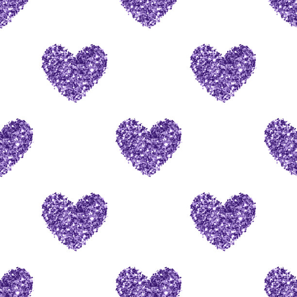 背景与心形紫色闪光，无缝图案图片下载
