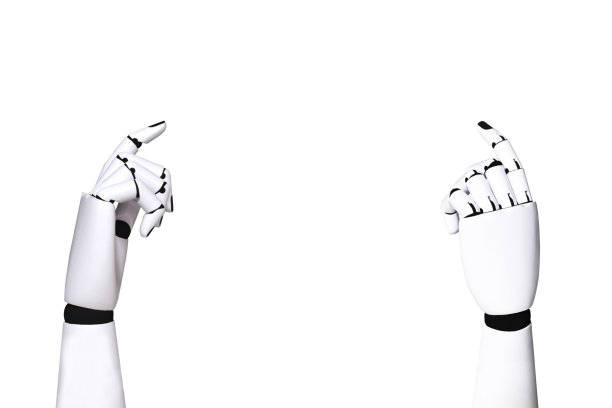 白底机械手工业和机器人概念技术4.0图片下载