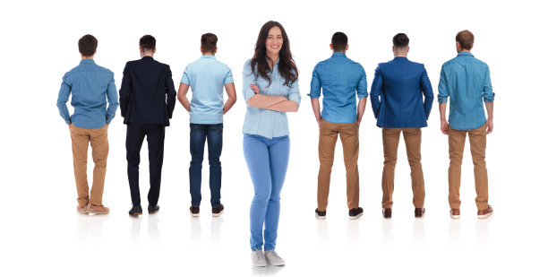 由7名女领导的同事组成的团队的后视图图片下载