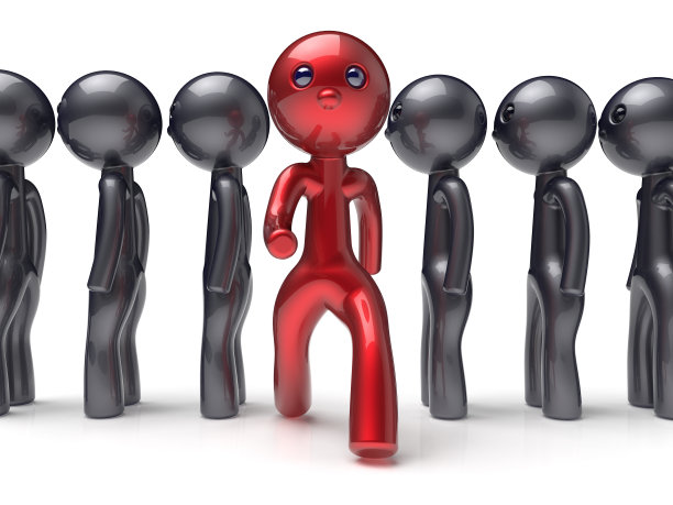 从人群中脱颖而出的独特不同的红色人物图标图片下载