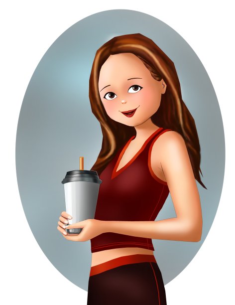 可爱的女孩和饮料图片下载