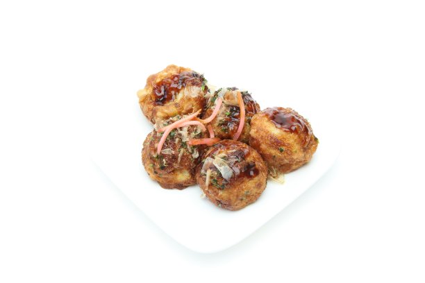 章鱼烧在盘中图片下载