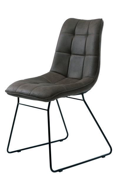 深灰色办公室皮椅。没有扶手的现代椅子孤立在白色。图片下载