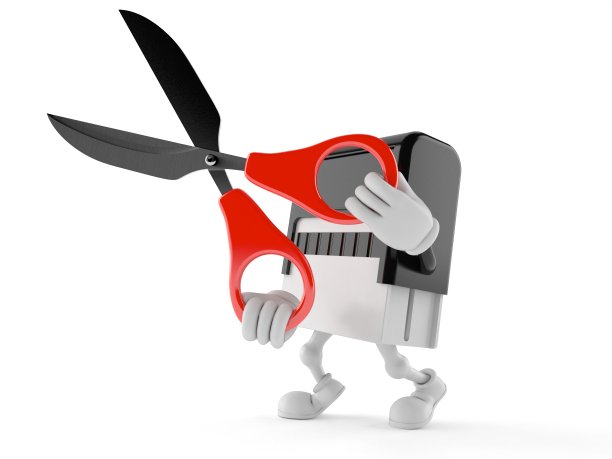 橡皮图章字符持有剪刀图片下载