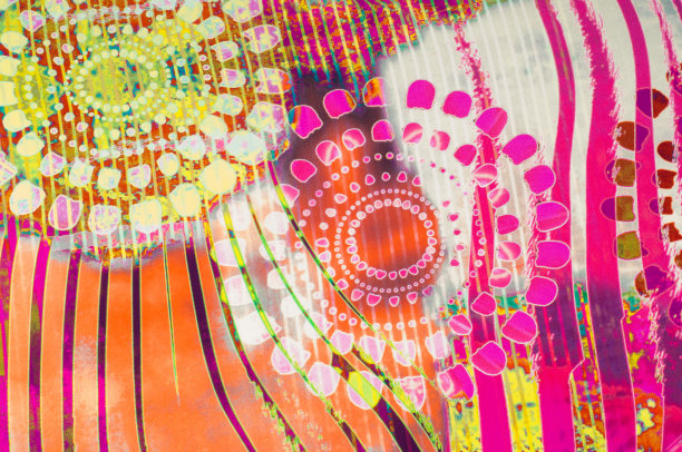 纹理背景图像，丝织品与抽象图案。彩色丝绸织物特写。滤镜调图像在instagram风格。丝绸面料的照片。纺织品设计。绘画面料，蜡染绢画图片下载