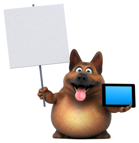 有趣的德国牧羊犬- 3D插图图片下载