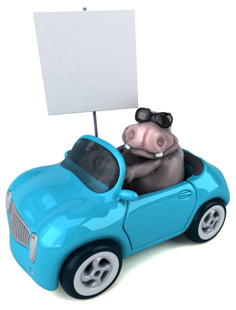 有趣的河马- 3D插图图片下载