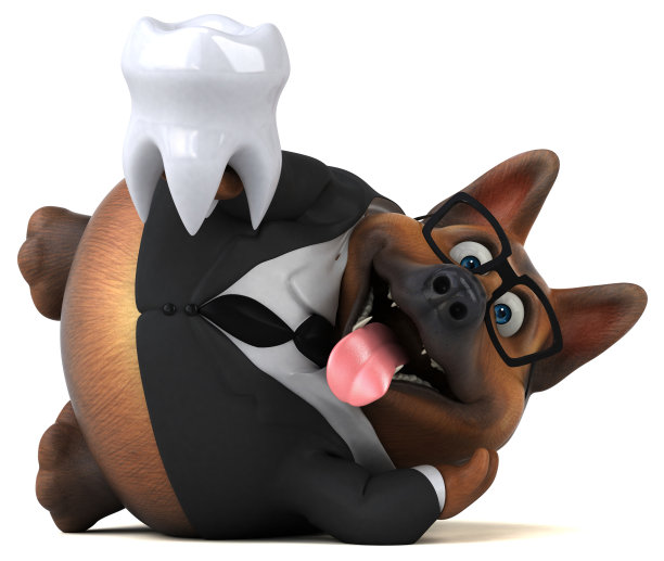 有趣的德国牧羊犬- 3D插图图片下载