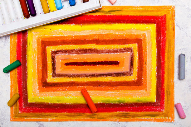 彩色手绘:橙色矩形在纸上图片下载