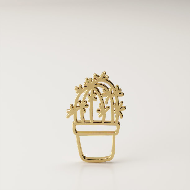 金色仙人掌形状插图图片下载