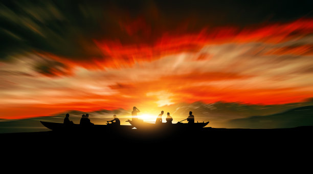 船的剪影景观图片下载