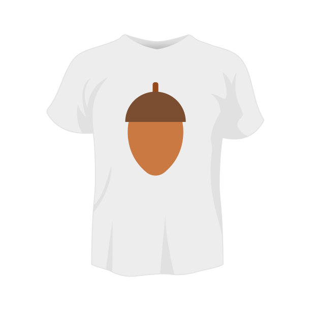 t恤白色模型孤立的背景与橡子颜色图片下载