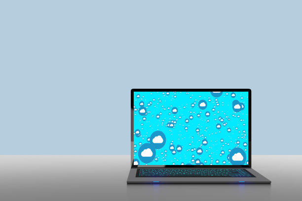 笔记本电脑和云计算符号的屏幕图片下载