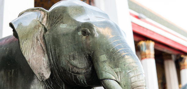 近距离的大象铜像图片下载