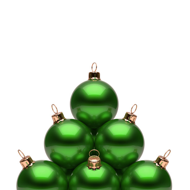 圣诞球金字塔绿色闪亮。新年装饰物组图片下载