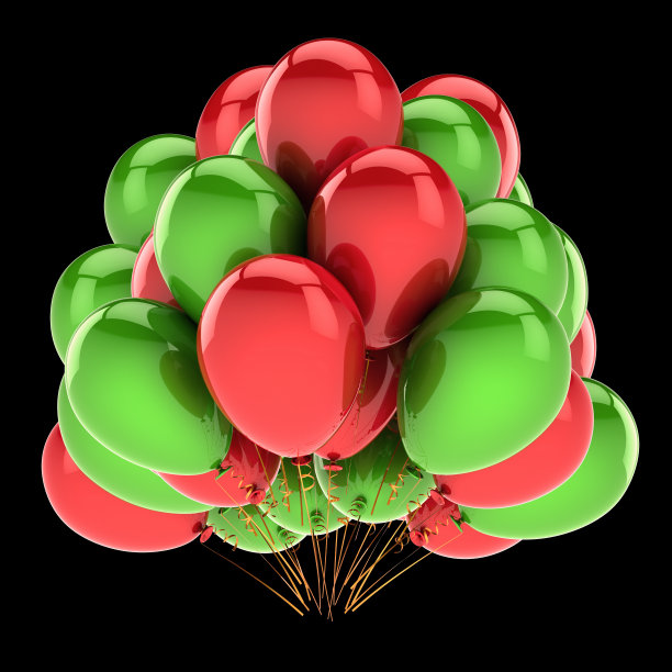 气球串红绿生日派对节日装饰图片下载