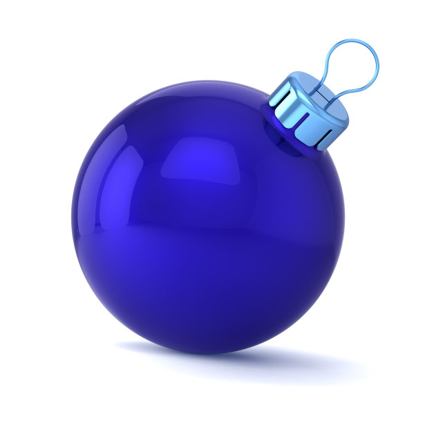 圣诞球装饰蓝空白，新年快乐的小玩意图片下载