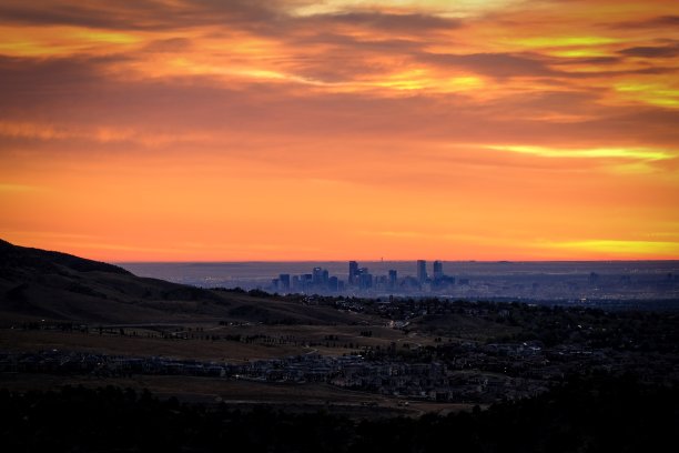 丹佛中心在日出的颜色图片下载