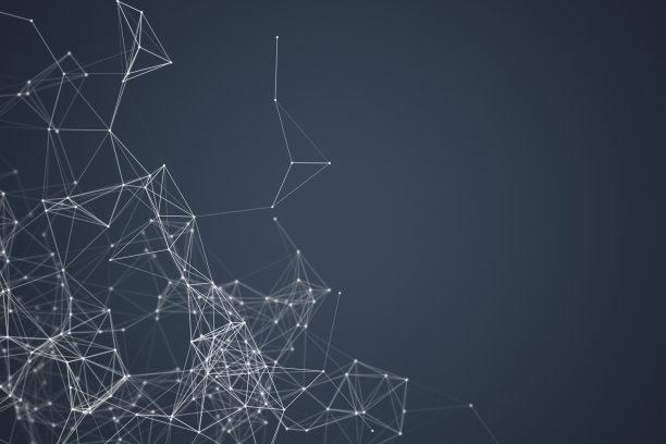 数字数据和网络连接三角线技术概念上的蓝色背景，三维抽象插图图片下载